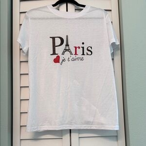 4/$20 White Paris Graphic T-Shirt
